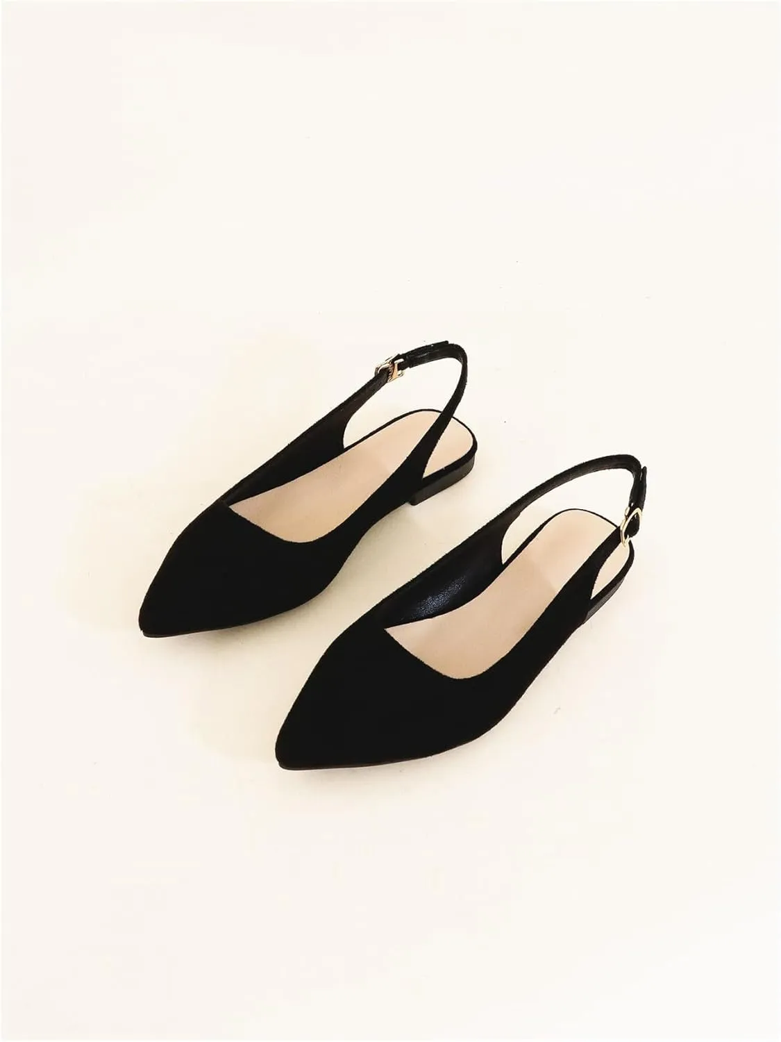 Floerns Women's Pointed Toe Slingback Flat Faux Suede Dress Flat Slip on Flat