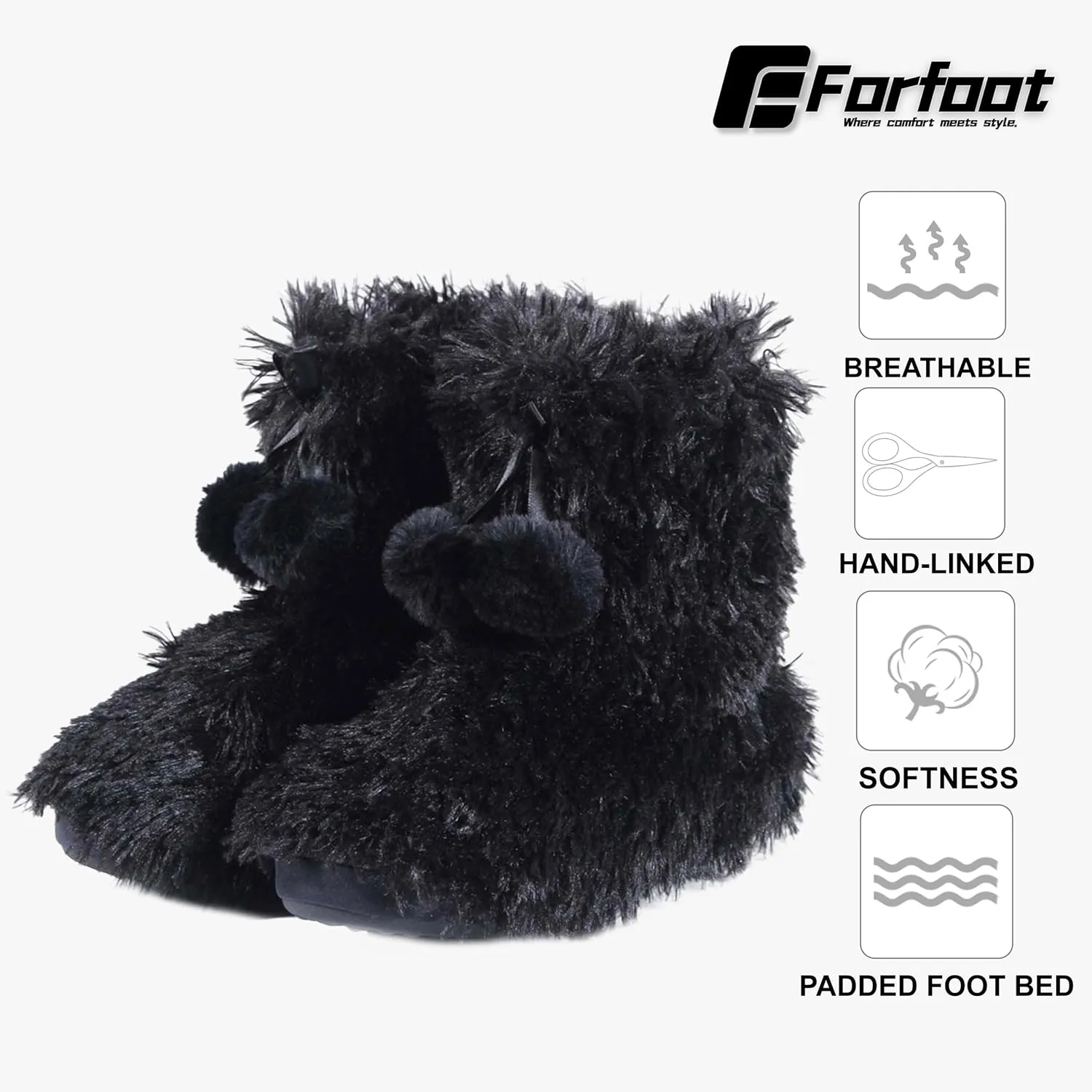 Forfoot Slipper Boots, Cozy Indoor Booties for Women Fluffy Comfortable House Shoes Fuzzy Anti-Slip Boots Winter