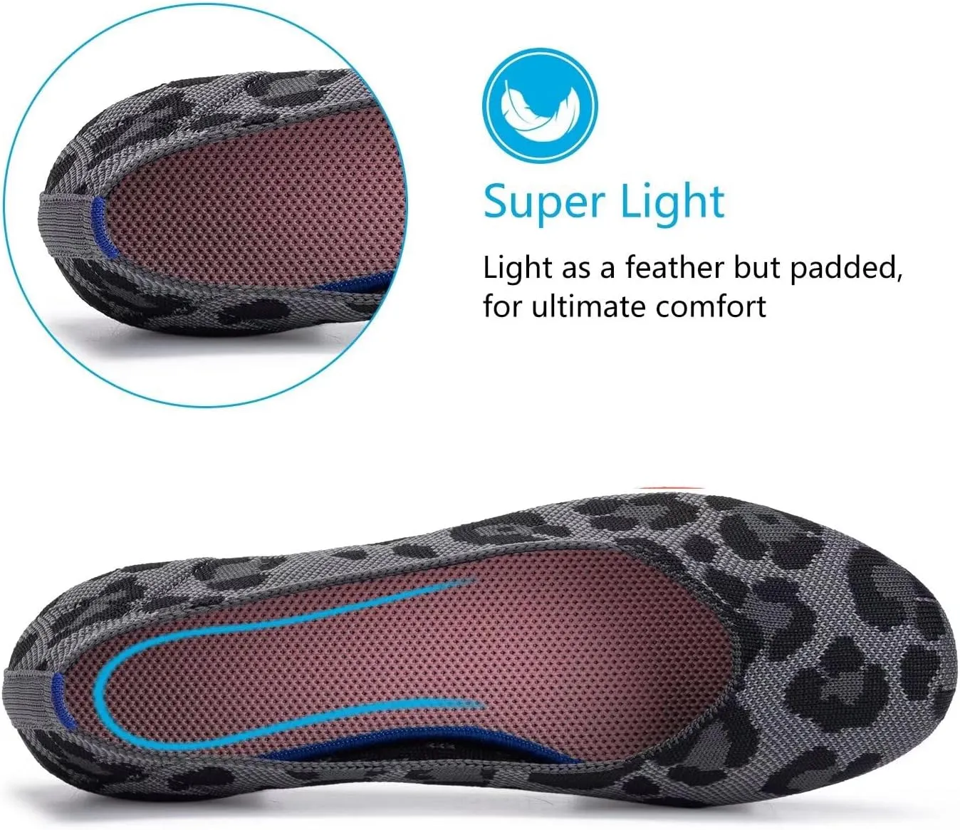 Frank Mully Women’s Ballet Flat Shoes Knit Dress Shoes Round Toe Slip On Ballerina Walking Flats Shoes for Woman Low Wedge Comfort Soft