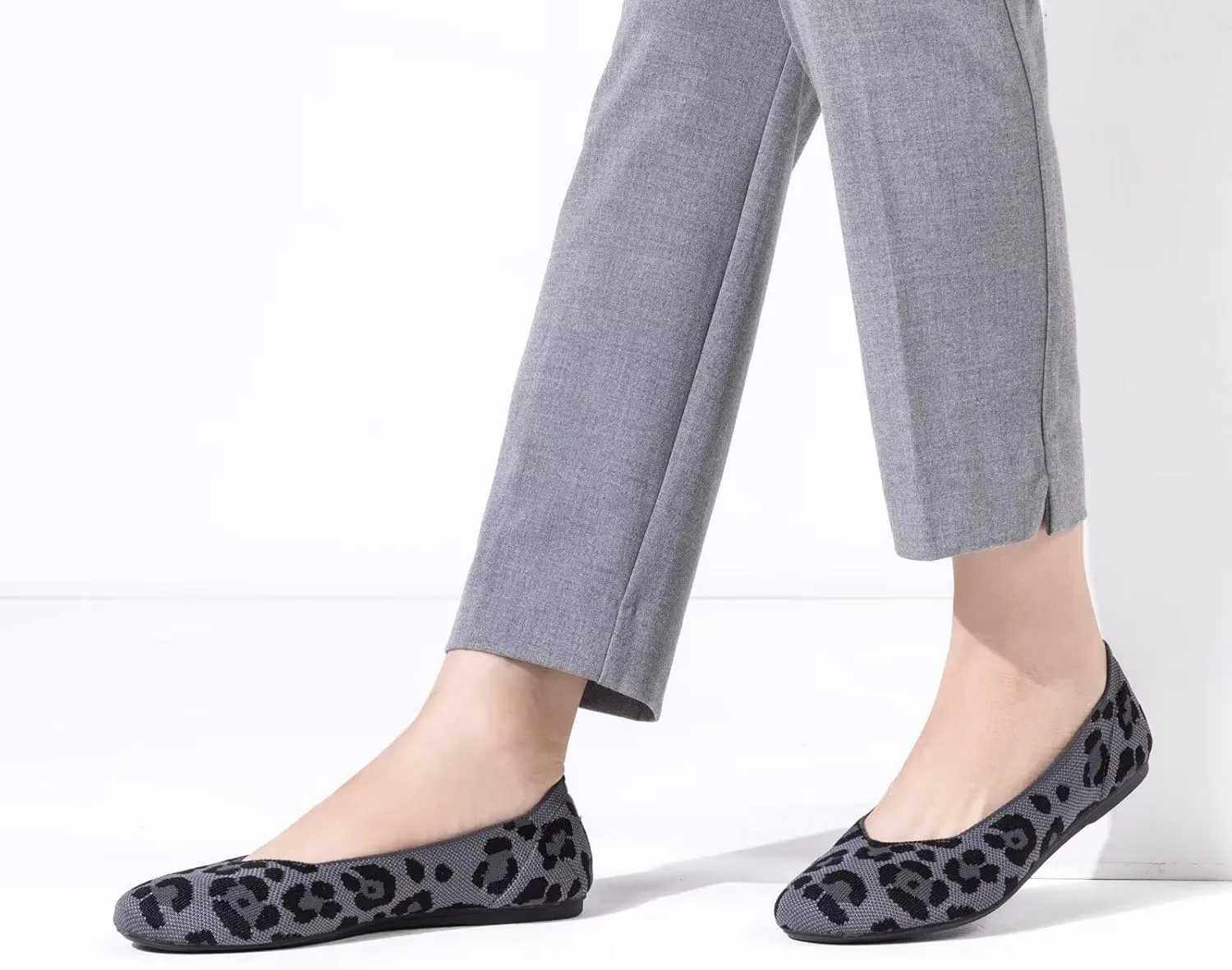 Frank Mully Women’s Ballet Flat Shoes Knit Dress Shoes Round Toe Slip On Ballerina Walking Flats Shoes for Woman Low Wedge Comfort Soft