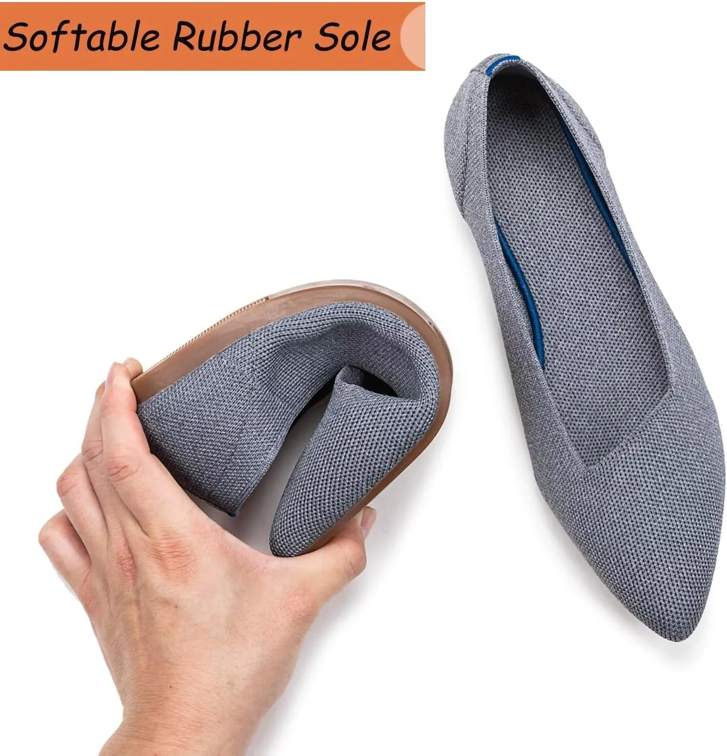 Frank Mully Womens Pointed Toe Flats Knit Dress Shoes Comfort Women Shoes Slip On Shoes for Woman Classic Softable Shoes Low Wedge