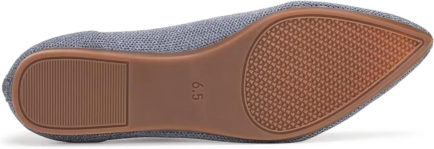 Frank Mully Womens Pointed Toe Flats Knit Dress Shoes Comfort Women Shoes Slip On Shoes for Woman Classic Softable Shoes Low Wedge