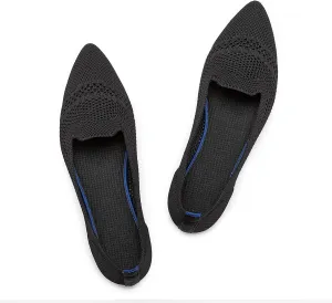 Frank Mully Womens Pointed Toe Flats Knit Dress Shoes Comfort Women Shoes Slip On Shoes for Woman Classic Softable Shoes Low Wedge
