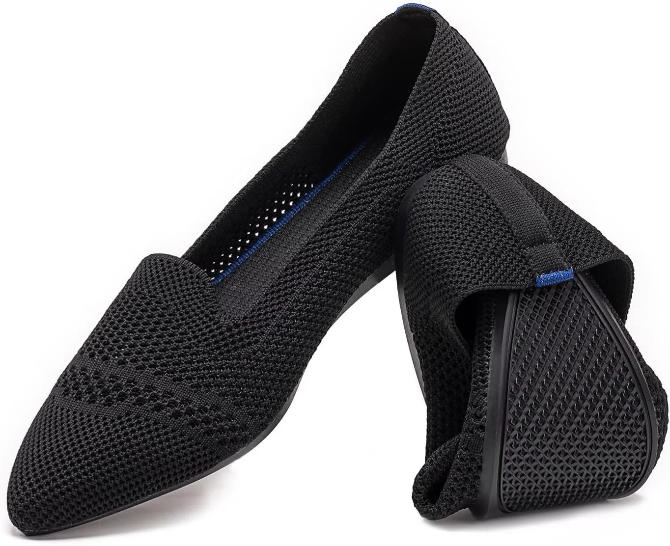 Frank Mully Womens Pointed Toe Flats Knit Dress Shoes Comfort Women Shoes Slip On Shoes for Woman Classic Softable Shoes Low Wedge