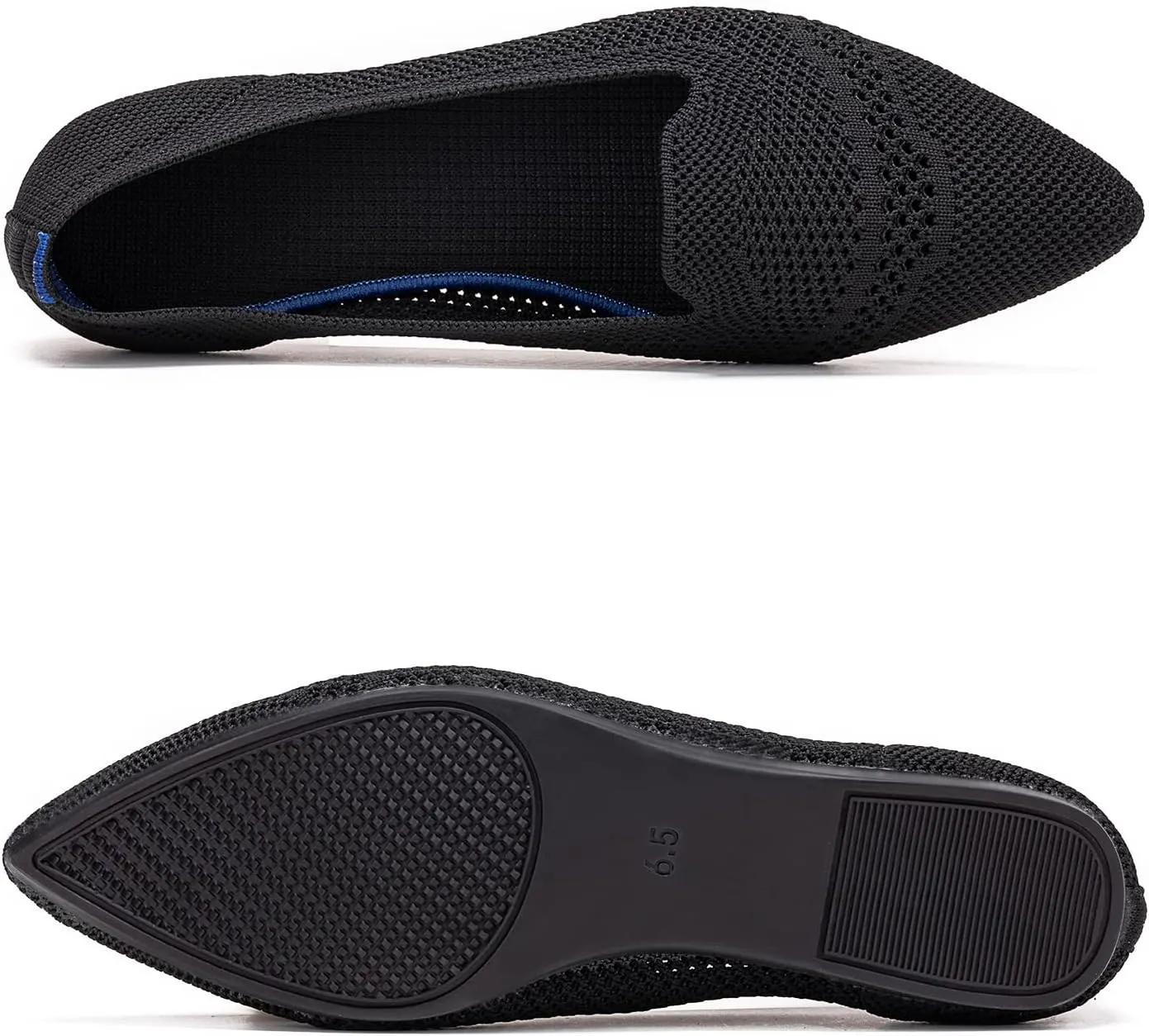 Frank Mully Womens Pointed Toe Flats Knit Dress Shoes Comfort Women Shoes Slip On Shoes for Woman Classic Softable Shoes Low Wedge