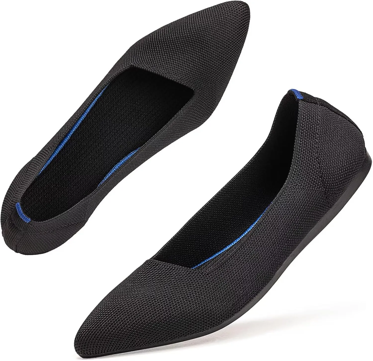 Frank Mully Womens Pointed Toe Flats Knit Dress Shoes Comfort Women Shoes Slip On Shoes for Woman Classic Softable Shoes Low Wedge