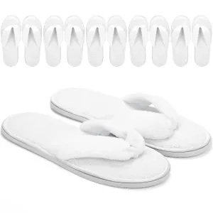 Frcctre 6 Pack Flip Flop Spa Slippers, Fluffy Coral Fleece Reusable House Slippers Guest Slipper Hotel Slipper for Guests, Hotel, Travel, Washable Not Disposable