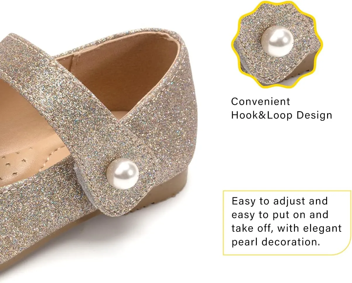 FUNKYMONKEY Toddler/Little Girl Mary Jane Dress Shoes Casual Slip on Ballet Flat