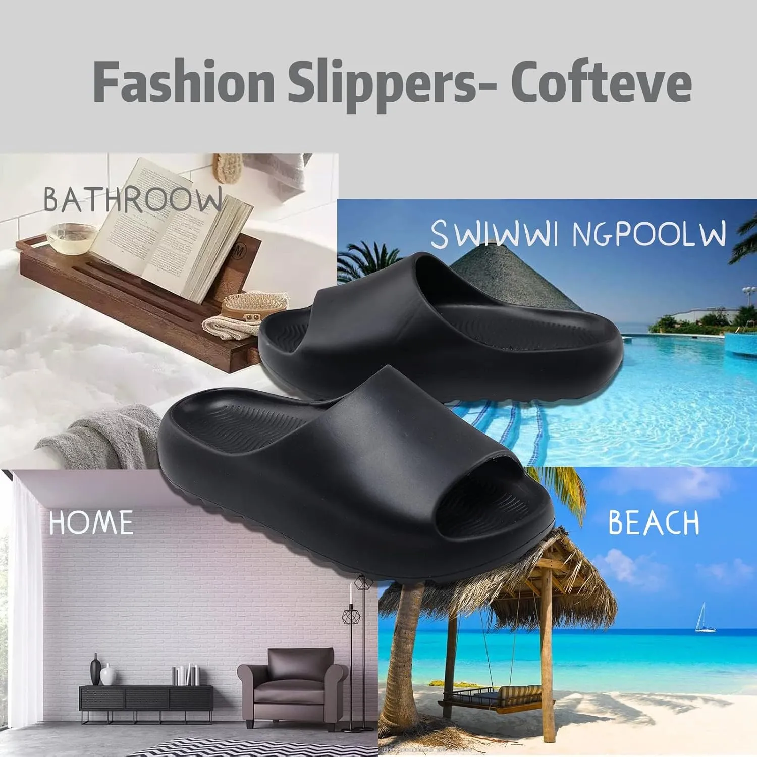FUUPNN Kids Cloud Slides Non Slip Slides for Girls Boys Comfy Lightweight Toddler Sandals Open Toe House Slippers Indoor Outdoor