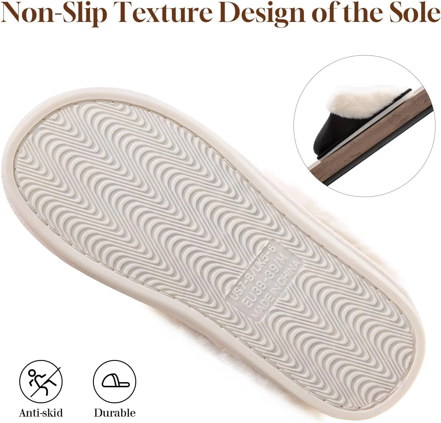 Fuzzy House Slippers for Women,Fluffy Memory Foam House Bedroom Slippers,Womens Shoes Casual Fall,Anti-Skid Plush for Indoor Outdoor Slippers