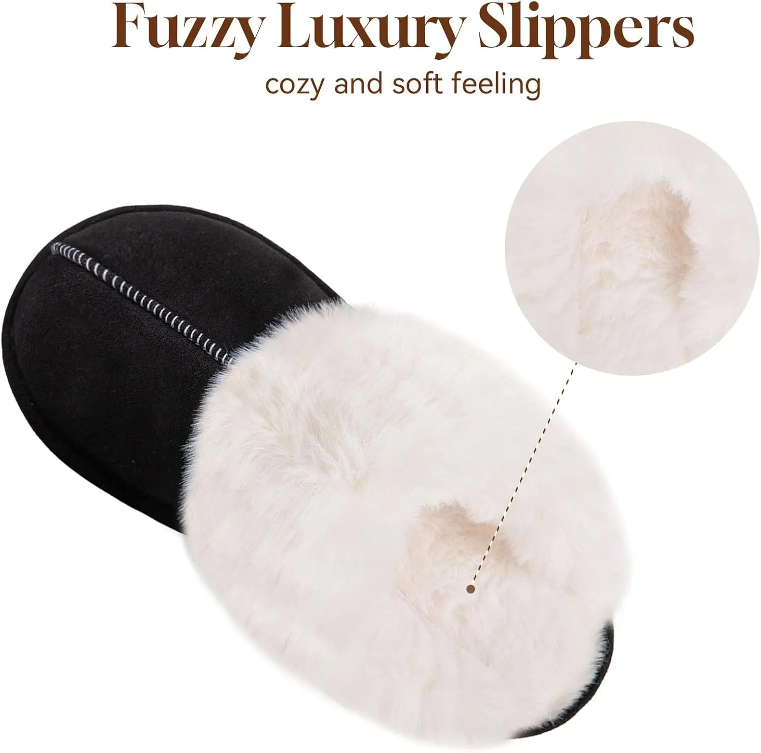 Fuzzy House Slippers for Women,Fluffy Memory Foam House Bedroom Slippers,Womens Shoes Casual Fall,Anti-Skid Plush for Indoor Outdoor Slippers