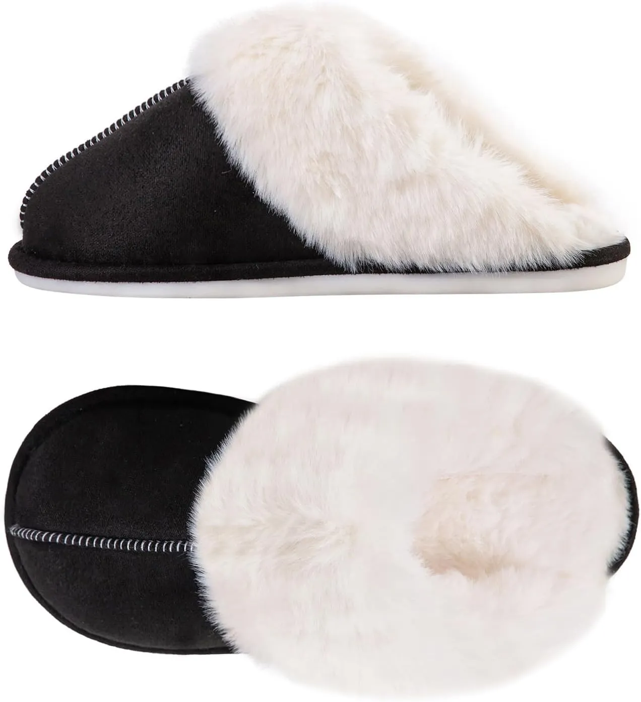 Fuzzy House Slippers for Women,Fluffy Memory Foam House Bedroom Slippers,Womens Shoes Casual Fall,Anti-Skid Plush for Indoor Outdoor Slippers