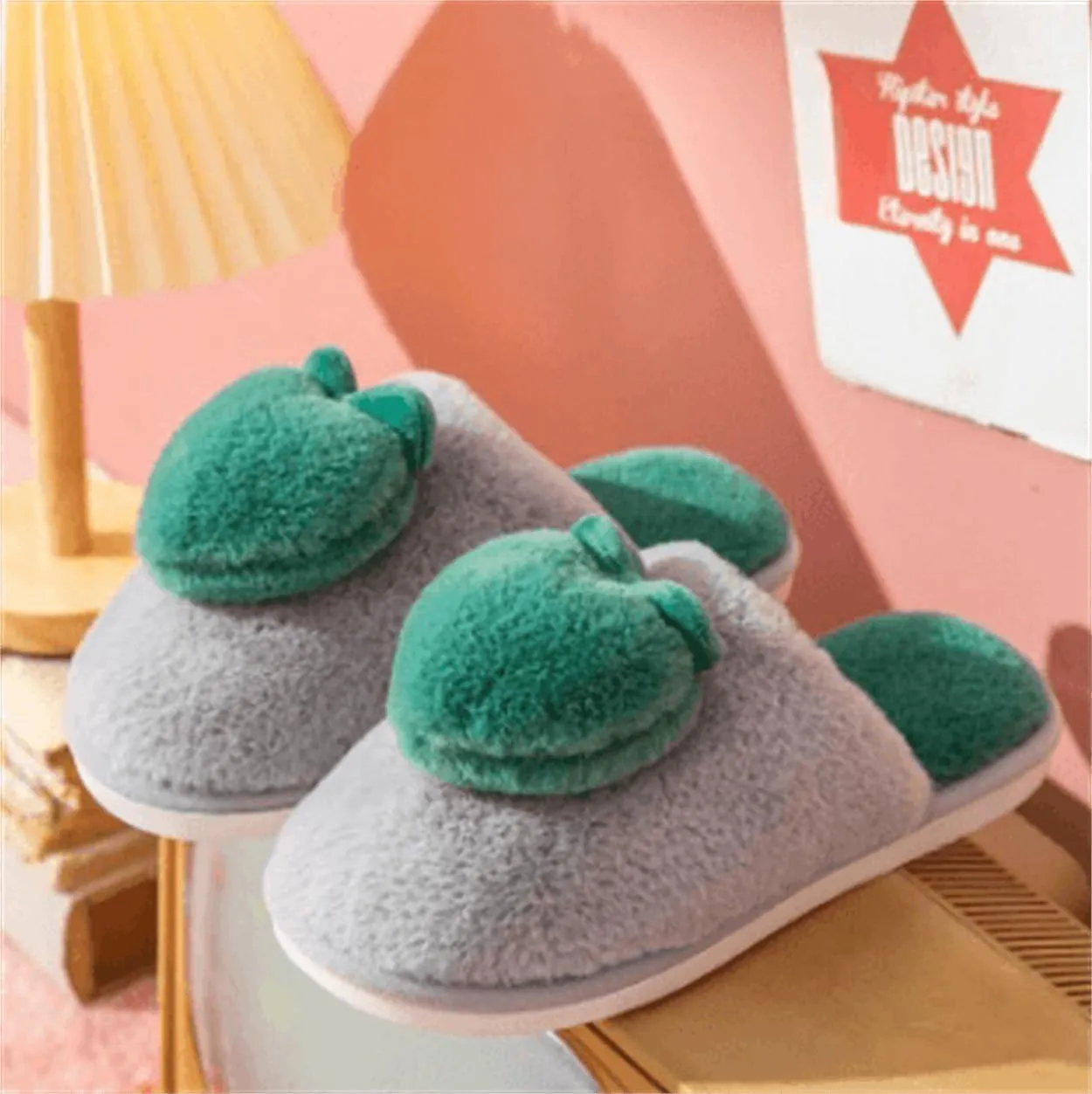 Fuzzy Slipper Winter Fluffy Slippers Peach Cute Slippers For Women Comfortable Warm House Shoes Slippers