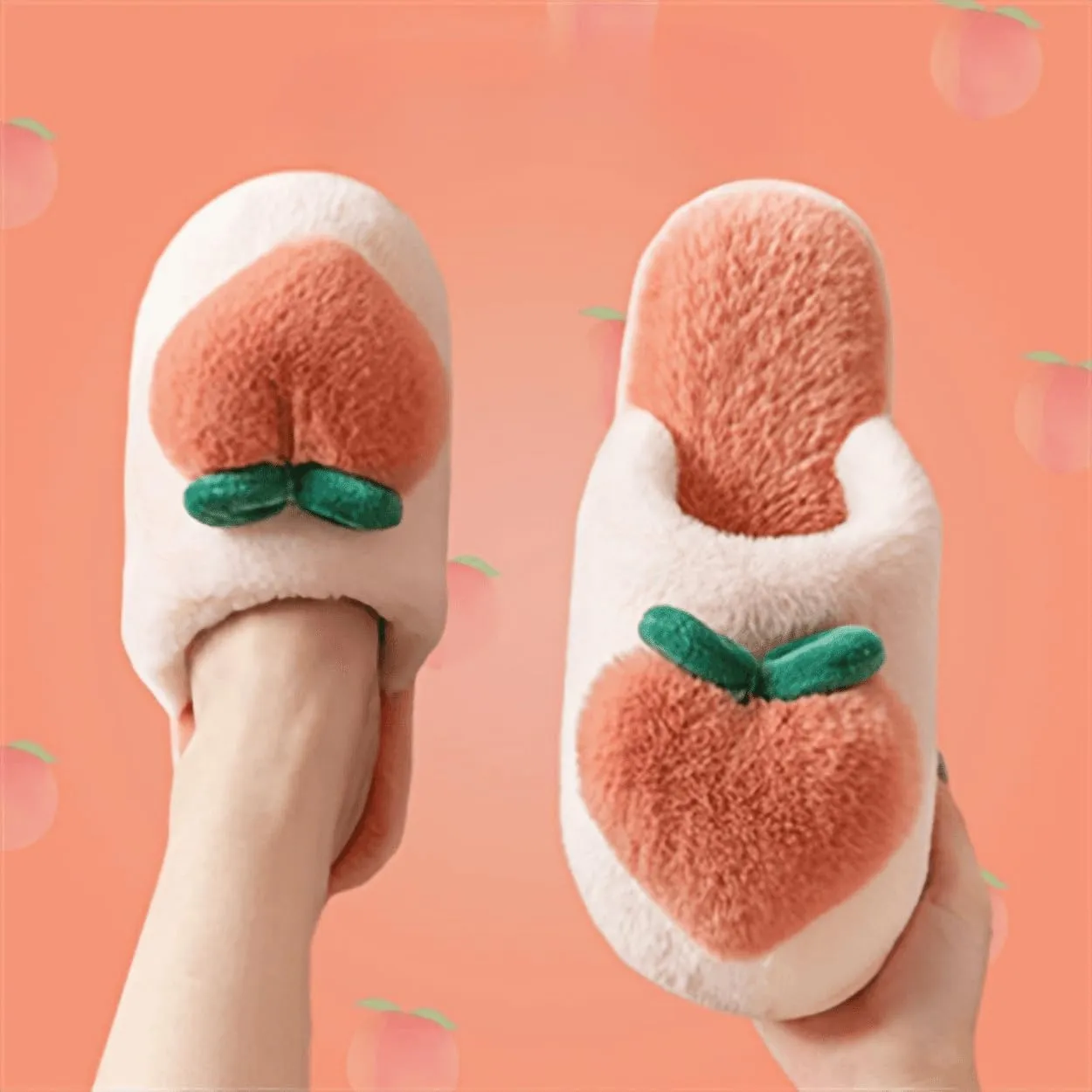 Fuzzy Slipper Winter Fluffy Slippers Peach Cute Slippers For Women Comfortable Warm House Shoes Slippers