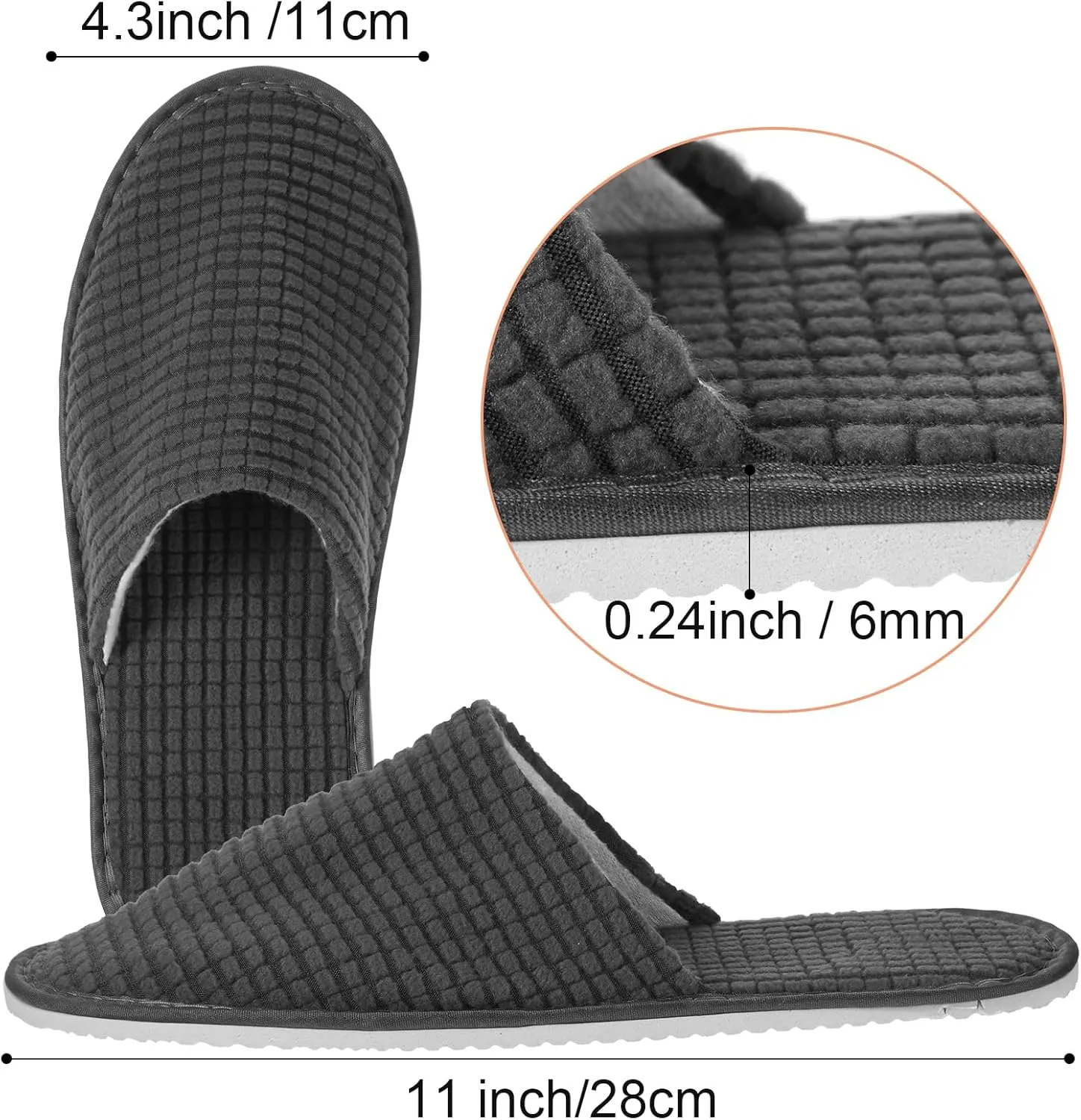 Geyoga 12 Pair House Slipper for Guest Non Slip Disposable Slipper for Travel Washable Reusable Closed Toe Hotel Bridesmaid Indoor Spa Wedding Party Shoeless Home