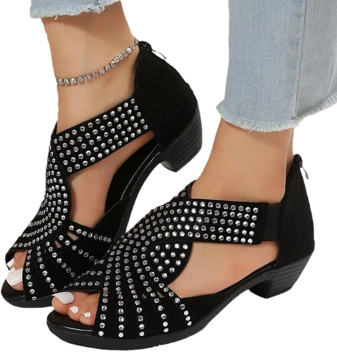 GlowStep Orthopedic Low Heel Cut-Out Sandals for Women, Comfortable Sports Slippers - Arch Support, Non-Slip Shoes