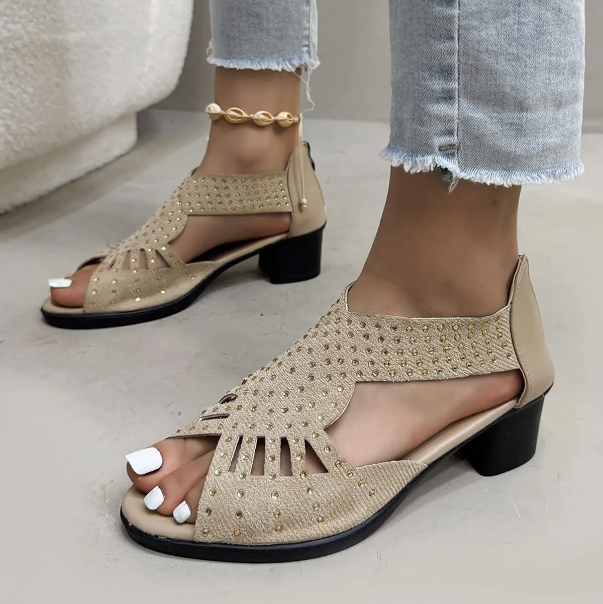 GlowStep Orthopedic Low Heel Cut-Out Sandals for Women, Comfortable Sports Slippers - Arch Support, Non-Slip Shoes