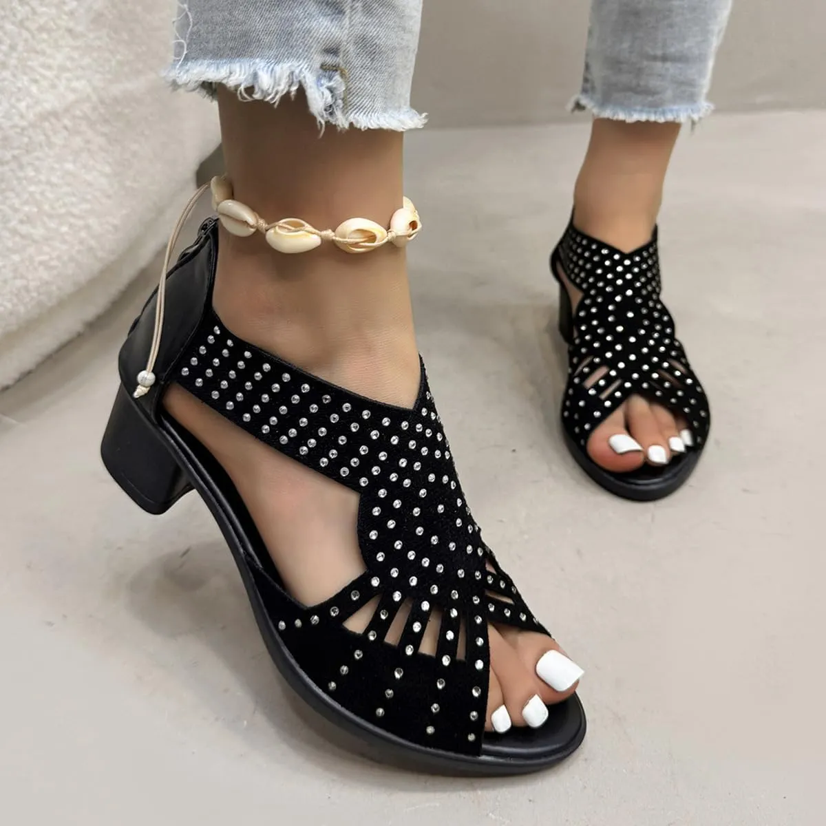 GlowStep Orthopedic Low Heel Cut-Out Sandals for Women, Comfortable Sports Slippers - Arch Support, Non-Slip Shoes