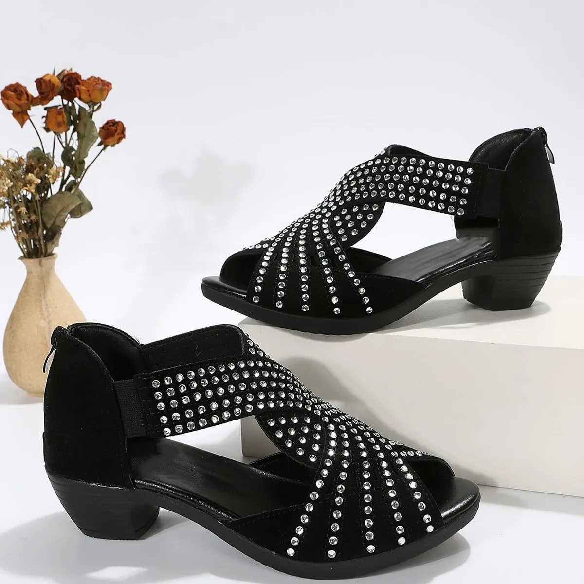 GlowStep Orthopedic Low Heel Cut-Out Sandals for Women, Comfortable Sports Slippers - Arch Support, Non-Slip Shoes