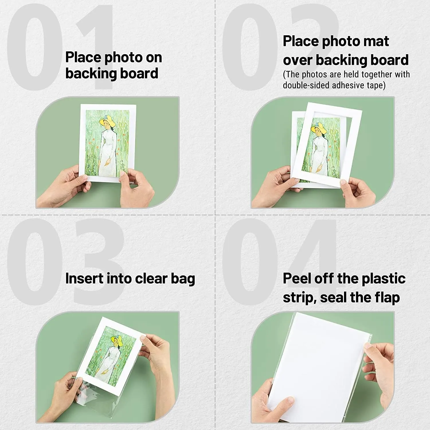 Golden State Art, 50 Pack Clear Bags for 9x12 Mats, Pictures, Acid-Free, 9 7/16" x 12 1/4"