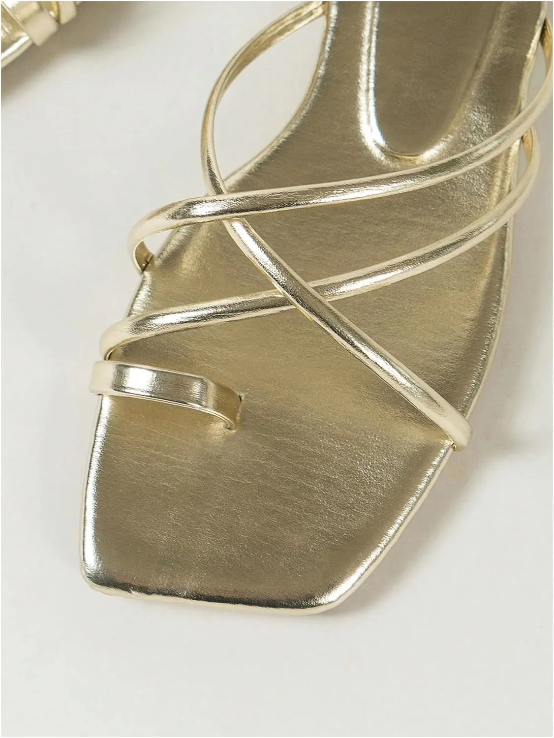 GORGLITTER Women's Sandals Dressy Metallic Strappy Flat Sandals Cute Slip On Sandals Summer