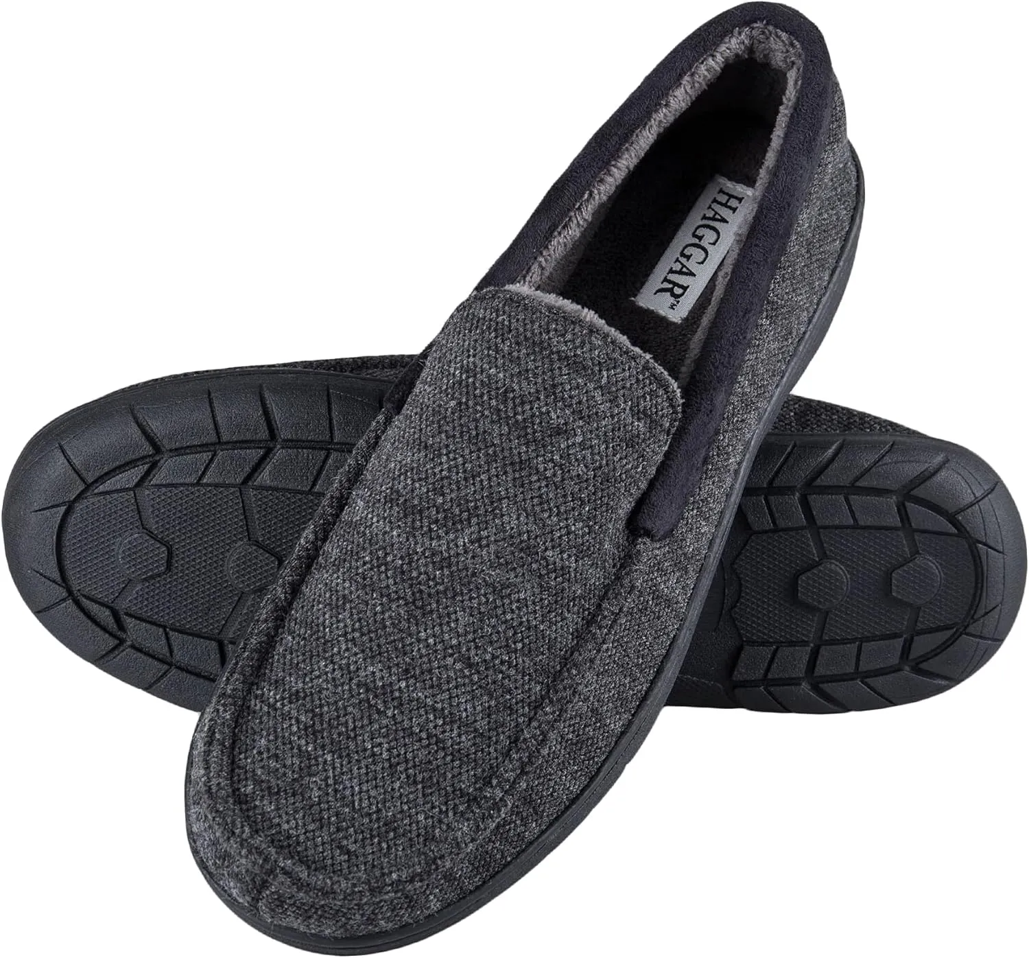 Haggar Men's Closed-Back Memory Foam Venetian Slipper House Shoe-Indoor/Outdoor Sole