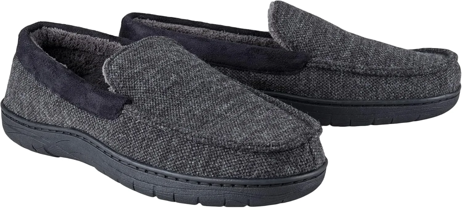 Haggar Men's Closed-Back Memory Foam Venetian Slipper House Shoe-Indoor/Outdoor Sole