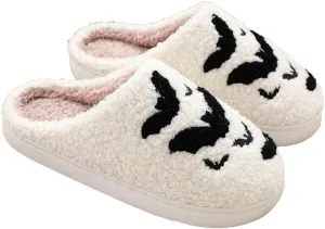 Halloween Slippers for Women Men Fuzzy Preppy Slipper Warm Funny Spooky Cloud Slipper House Couple Slipper Memory Foam Shoes, F-GY-DTX005
