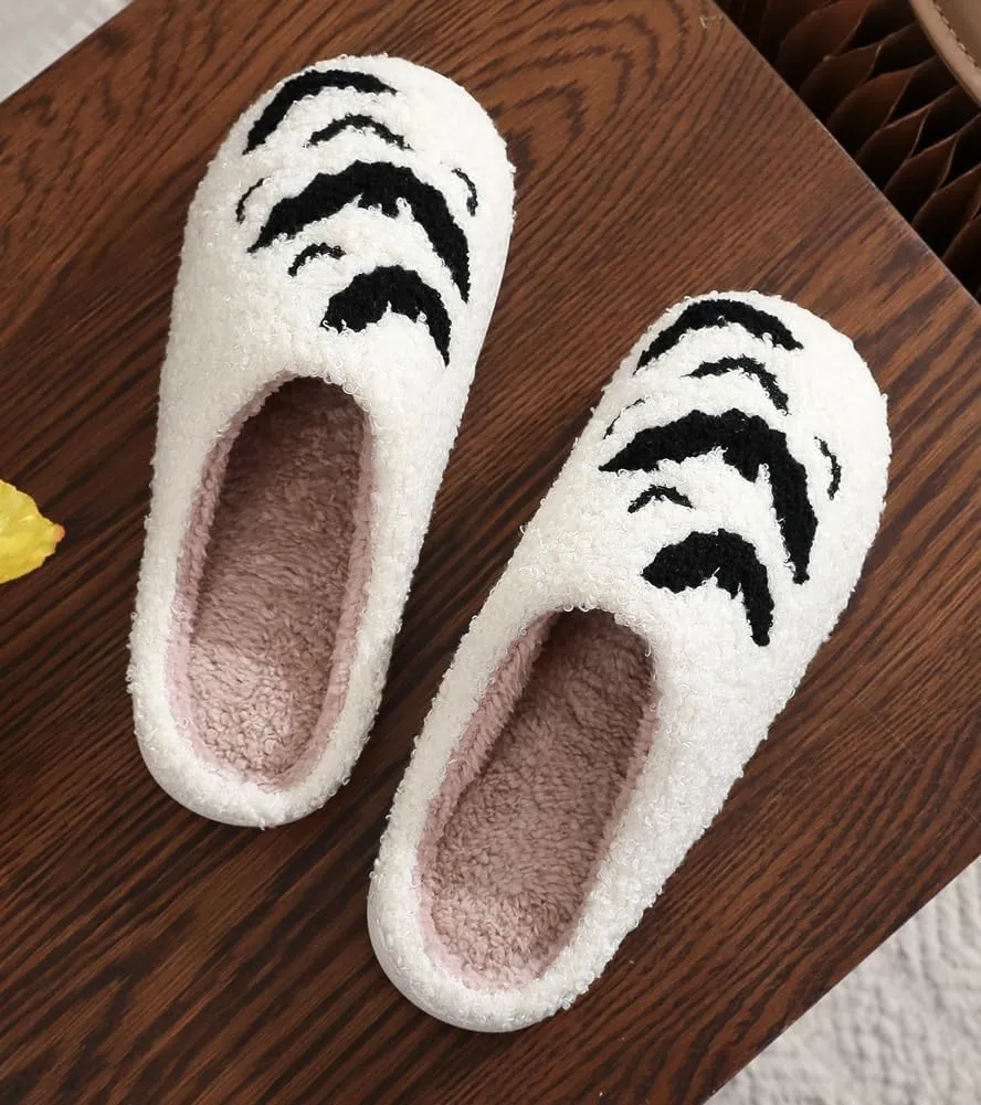 Halloween Slippers for Women Men Fuzzy Preppy Slipper Warm Funny Spooky Cloud Slipper House Couple Slipper Memory Foam Shoes, F-GY-DTX005