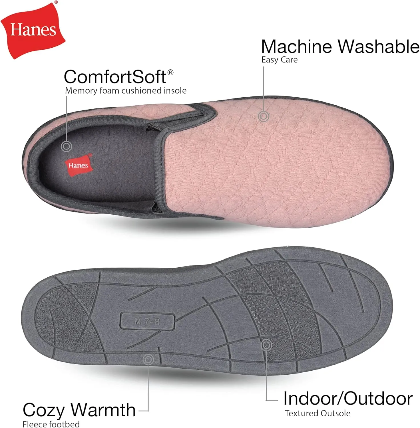 Hanes Women's Soft Waffle Knit Clog Slippers with Indoor/Outdoor Sole
