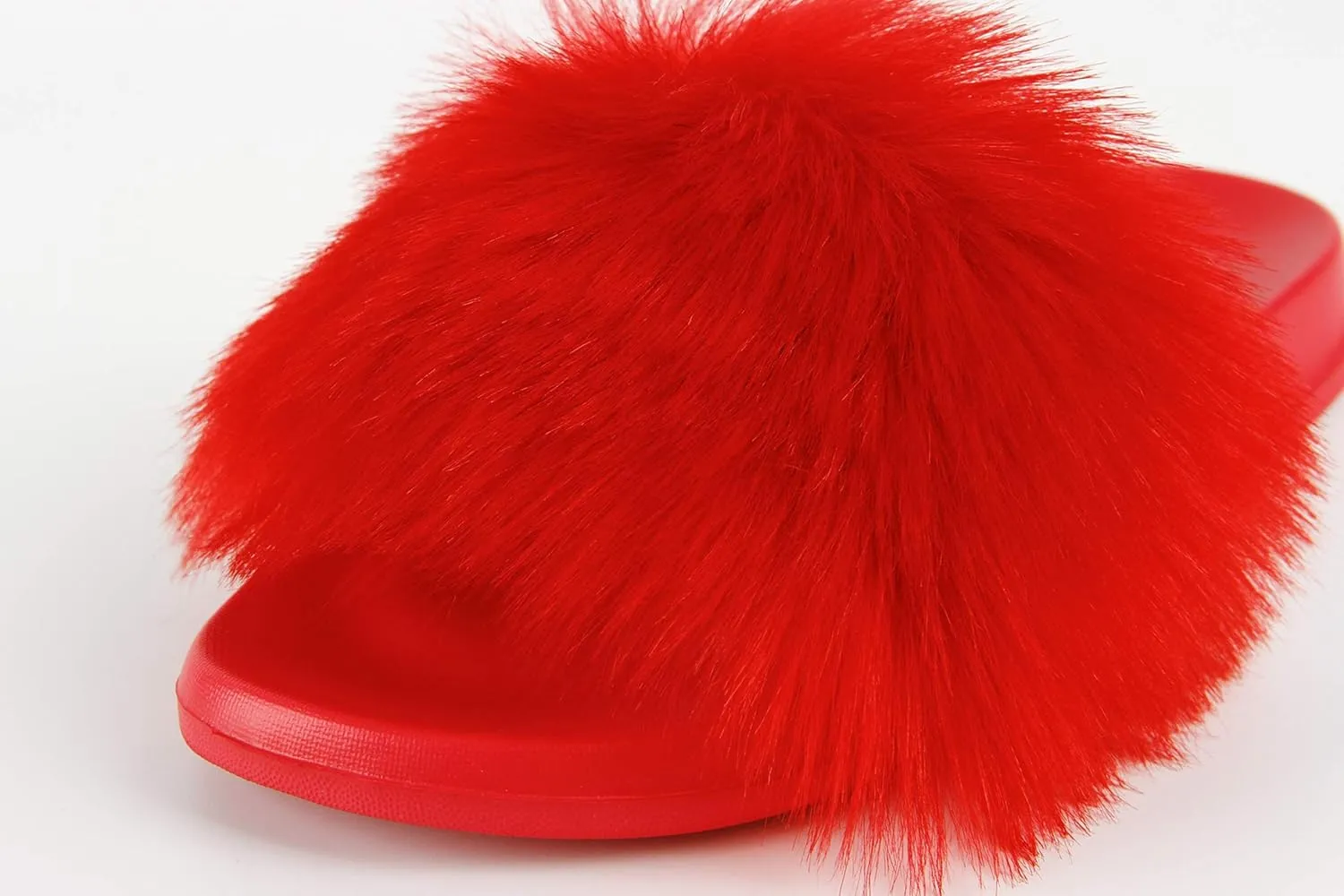 Hangrui Women's Faux Fur Slides, Open Toe Cute Slippers, Comfortable Sandals with Fluffy Fur