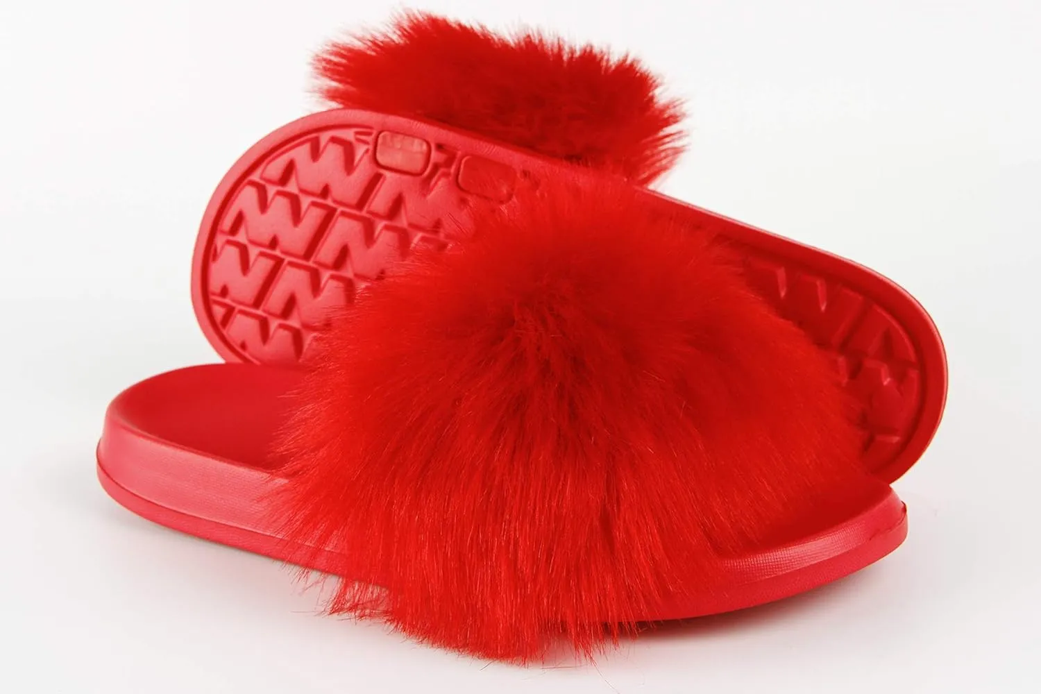 Hangrui Women's Faux Fur Slides, Open Toe Cute Slippers, Comfortable Sandals with Fluffy Fur