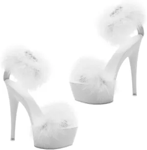 Happyyami 1Pair WomenS Fluffy Feather Clear High Heels Faux Fur Heels Sandals Pointed Toe Fuzzy Slippers High Heels Sandals