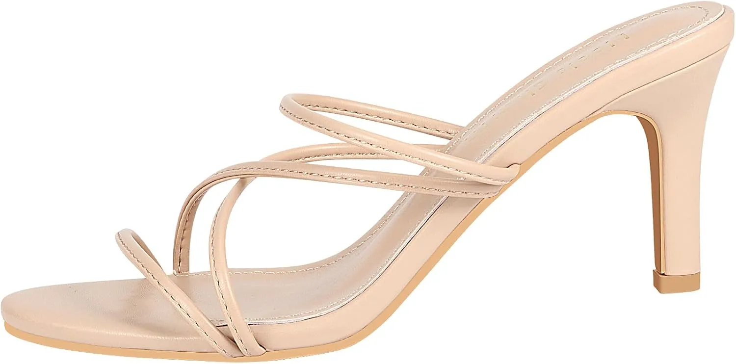Heels Charm Women's Stiletto Heeled Sandals 3.27 Inches Open Toe Slip On High Heel Sandal Dress Dancing Sandals Daily Work Usual Party Wedding Shoes