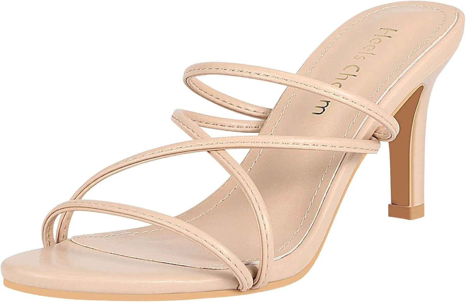 Heels Charm Women's Stiletto Heeled Sandals 3.27 Inches Open Toe Slip On High Heel Sandal Dress Dancing Sandals Daily Work Usual Party Wedding Shoes