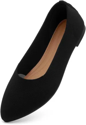 Herstyle Women's Flats – Dressy Pointed Toe Knit Ballet Flat Shoes with Memory Foam | Slip-On, Foldable & Comfortable for Work, Office, Party & Travel (2025 Trend)