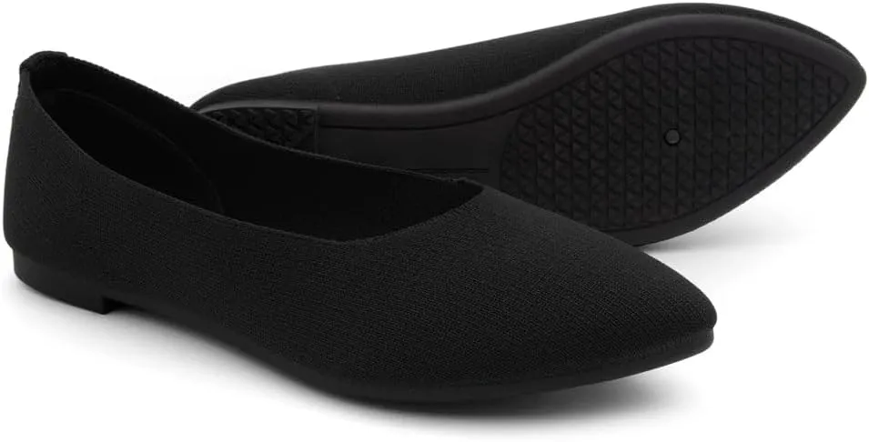 Herstyle Women's Flats – Dressy Pointed Toe Knit Ballet Flat Shoes with Memory Foam | Slip-On, Foldable & Comfortable for Work, Office, Party & Travel (2025 Trend)