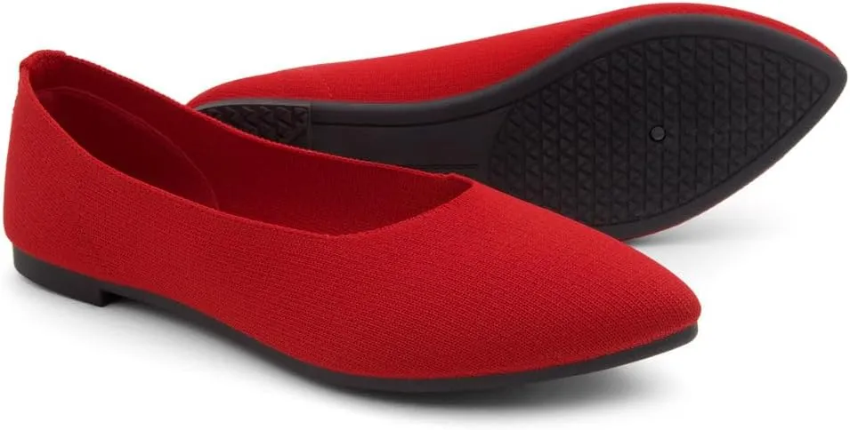 Herstyle Women's Flats – Dressy Pointed Toe Knit Ballet Flat Shoes with Memory Foam | Slip-On, Foldable & Comfortable for Work, Office, Party & Travel (2025 Trend)