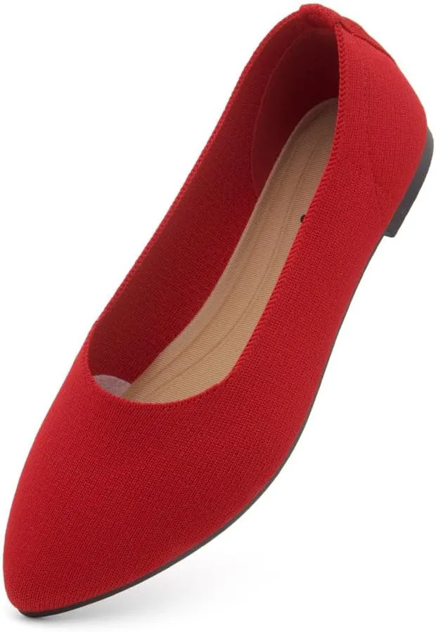 Herstyle Women's Flats – Dressy Pointed Toe Knit Ballet Flat Shoes with Memory Foam | Slip-On, Foldable & Comfortable for Work, Office, Party & Travel (2025 Trend)