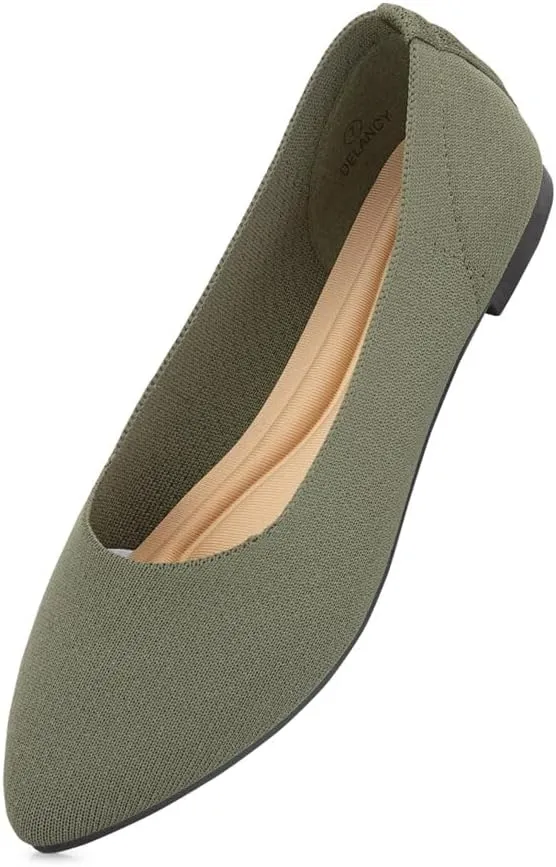Herstyle Women's Flats – Dressy Pointed Toe Knit Ballet Flat Shoes with Memory Foam | Slip-On, Foldable & Comfortable for Work, Office, Party & Travel (2025 Trend)