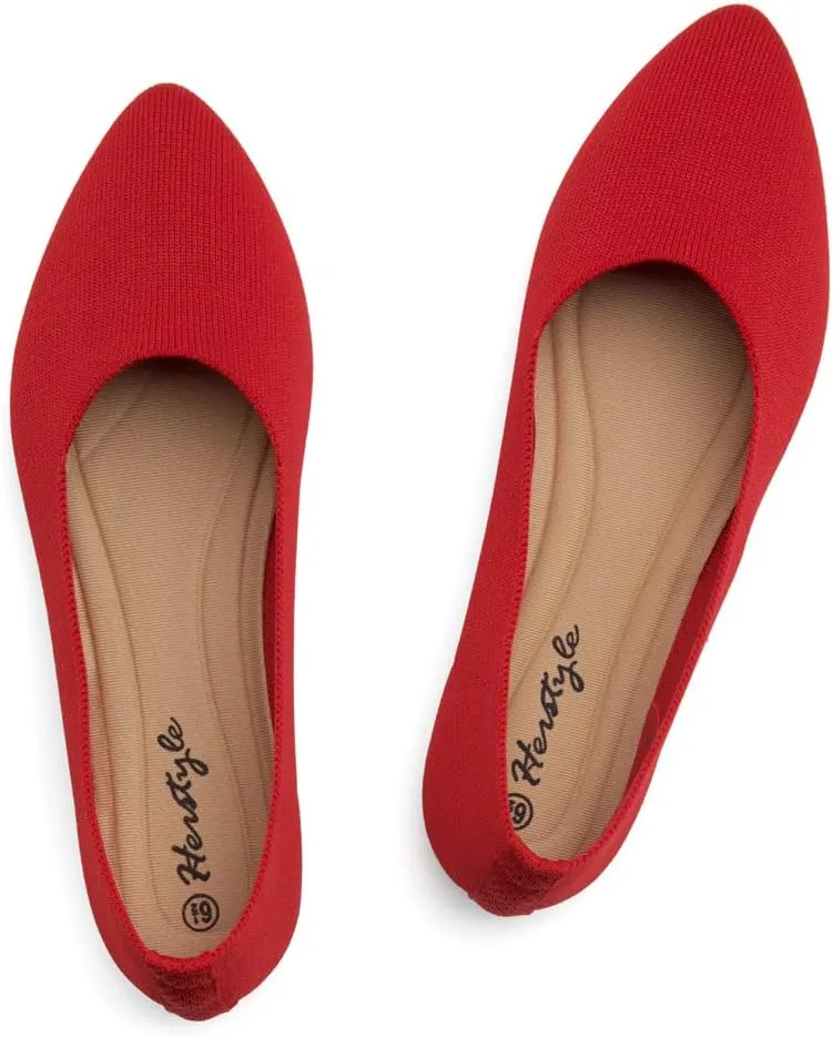 Herstyle Women's Flats – Dressy Pointed Toe Knit Ballet Flat Shoes with Memory Foam | Slip-On, Foldable & Comfortable for Work, Office, Party & Travel (2025 Trend)