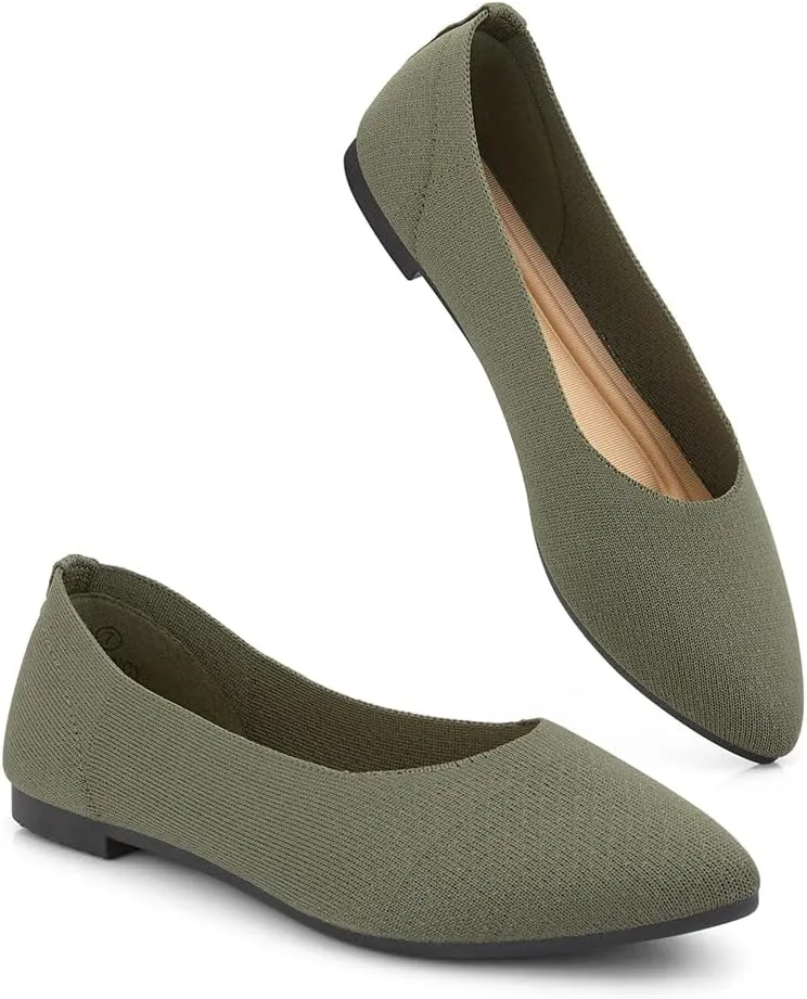 Herstyle Women's Flats – Dressy Pointed Toe Knit Ballet Flat Shoes with Memory Foam | Slip-On, Foldable & Comfortable for Work, Office, Party & Travel (2025 Trend)