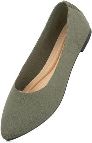 Herstyle Women's Flats – Dressy Pointed Toe Knit Ballet Flat Shoes with Memory Foam | Slip-On, Foldable & Comfortable for Work, Office, Party & Travel (2025 Trend)