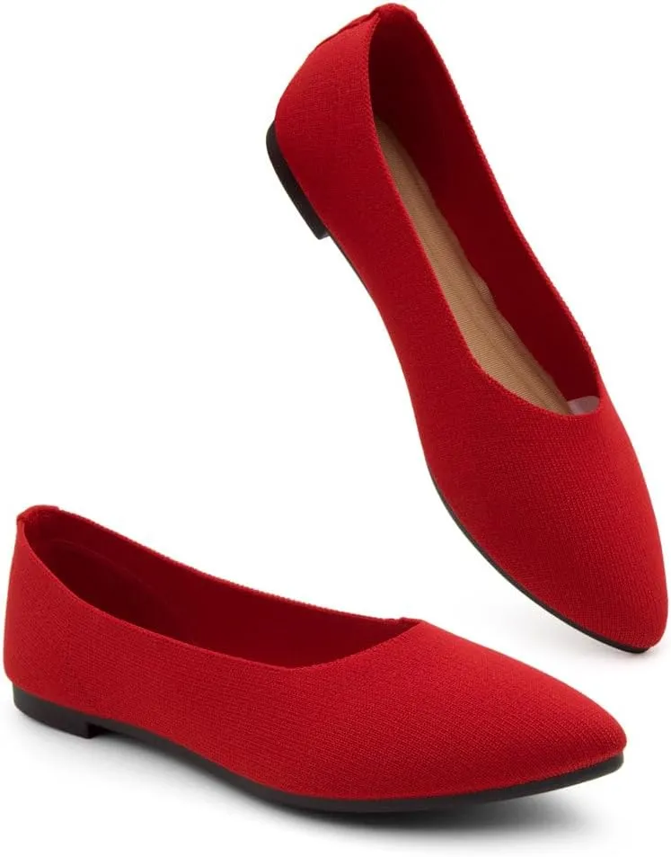 Herstyle Women's Flats – Dressy Pointed Toe Knit Ballet Flat Shoes with Memory Foam | Slip-On, Foldable & Comfortable for Work, Office, Party & Travel (2025 Trend)