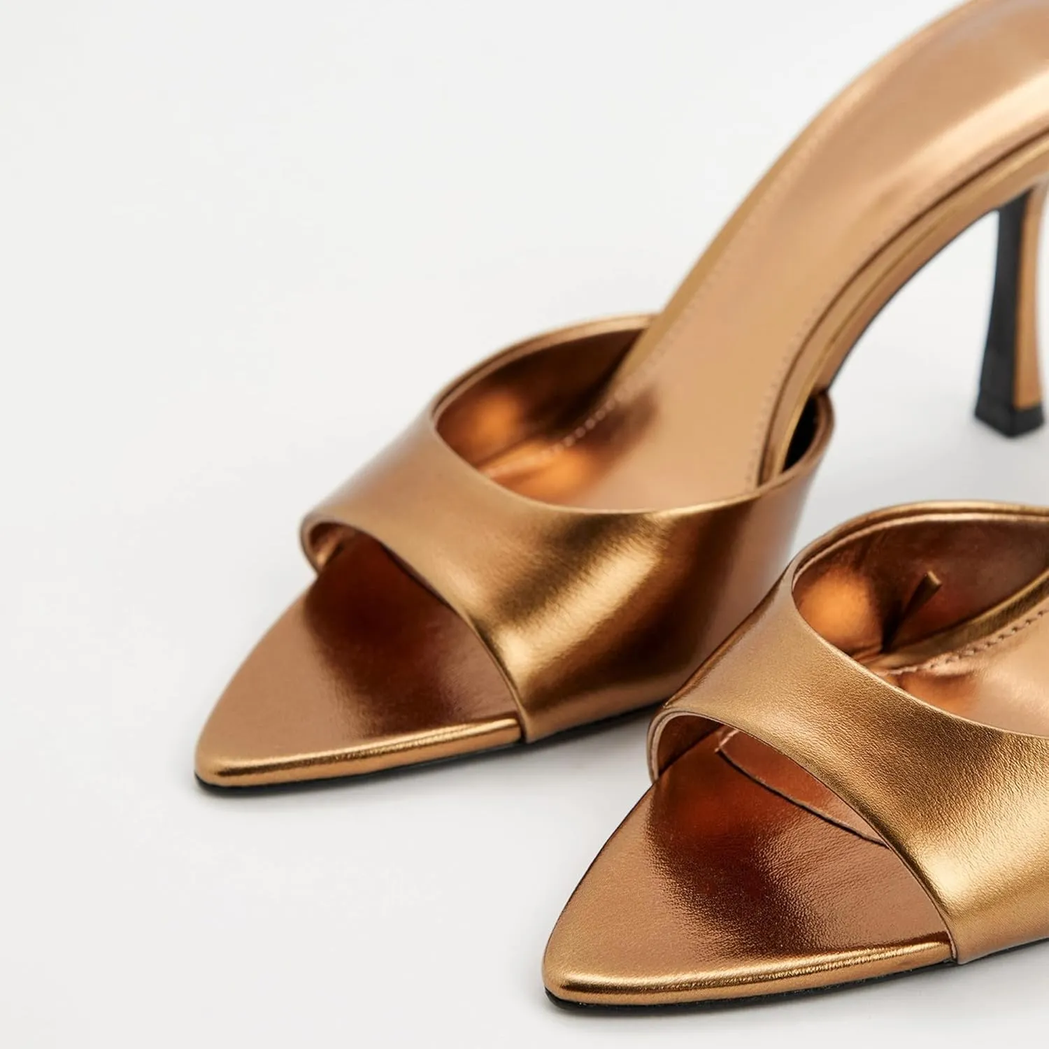 High Heel Mules for Women Slip On Open Pointed Toe Classy Patent Leather Stiletto Pumps Formal Slingback Mule Sandals Dress Walking Shoes
