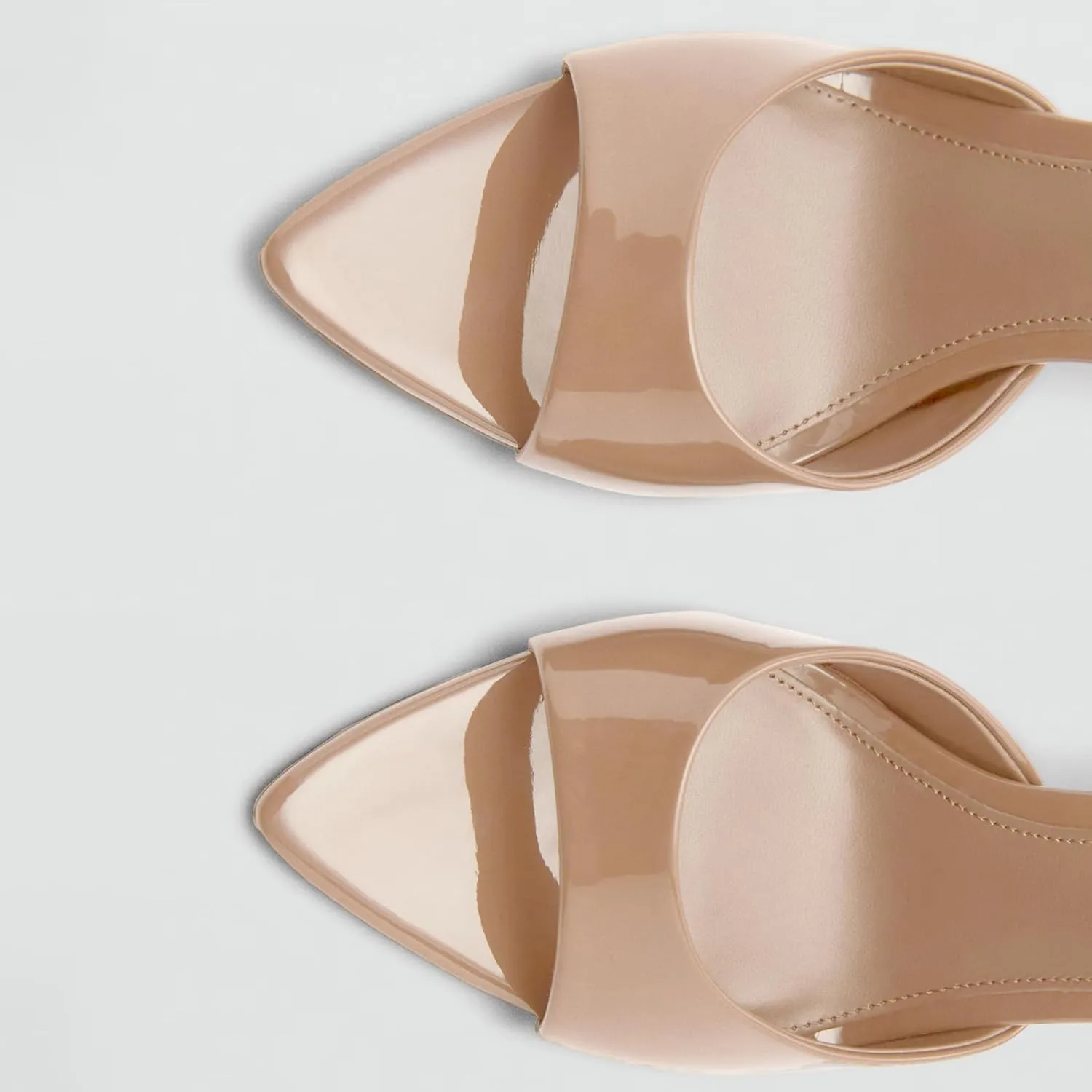 High Heel Mules for Women Slip On Open Pointed Toe Classy Patent Leather Stiletto Pumps Formal Slingback Mule Sandals Dress Walking Shoes