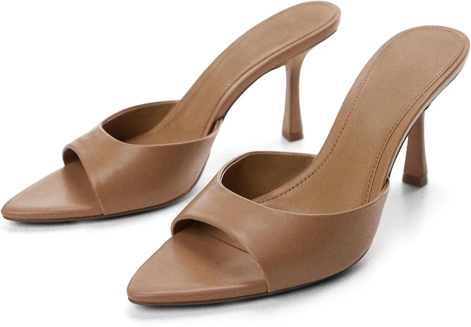 High Heel Mules for Women Slip On Open Pointed Toe Classy Patent Leather Stiletto Pumps Formal Slingback Mule Sandals Dress Walking Shoes