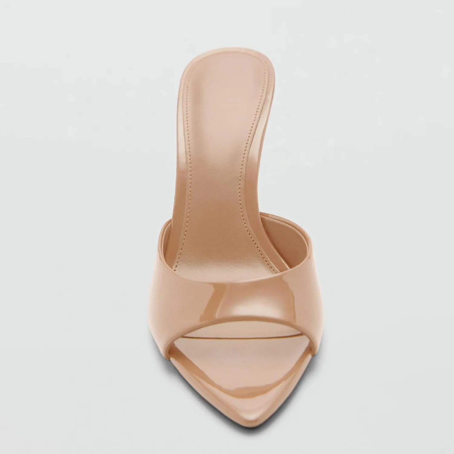 High Heel Mules for Women Slip On Open Pointed Toe Classy Patent Leather Stiletto Pumps Formal Slingback Mule Sandals Dress Walking Shoes