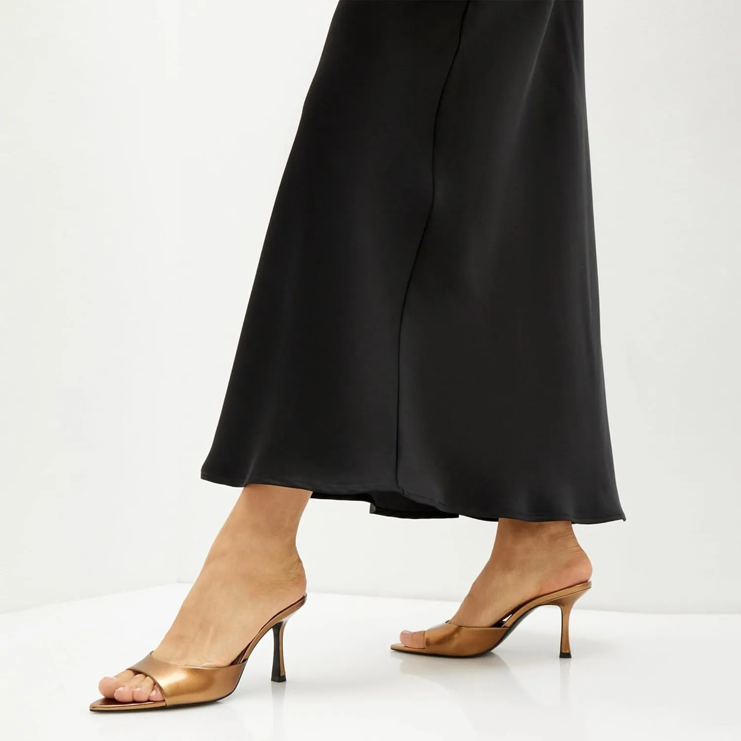 High Heel Mules for Women Slip On Open Pointed Toe Classy Patent Leather Stiletto Pumps Formal Slingback Mule Sandals Dress Walking Shoes