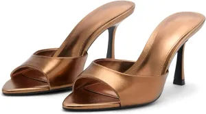 High Heel Mules for Women Slip On Open Pointed Toe Classy Patent Leather Stiletto Pumps Formal Slingback Mule Sandals Dress Walking Shoes